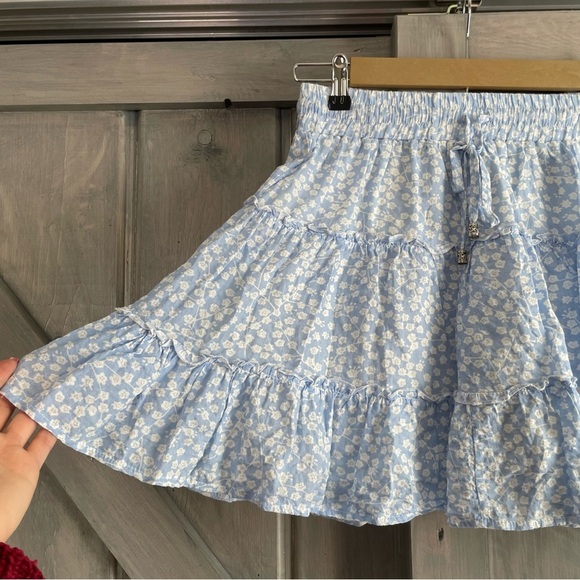 Princess Polly Meltem Baby Blue Floral Tiered Skirt dainty girly spring summer 6 - Picture 6 of 10